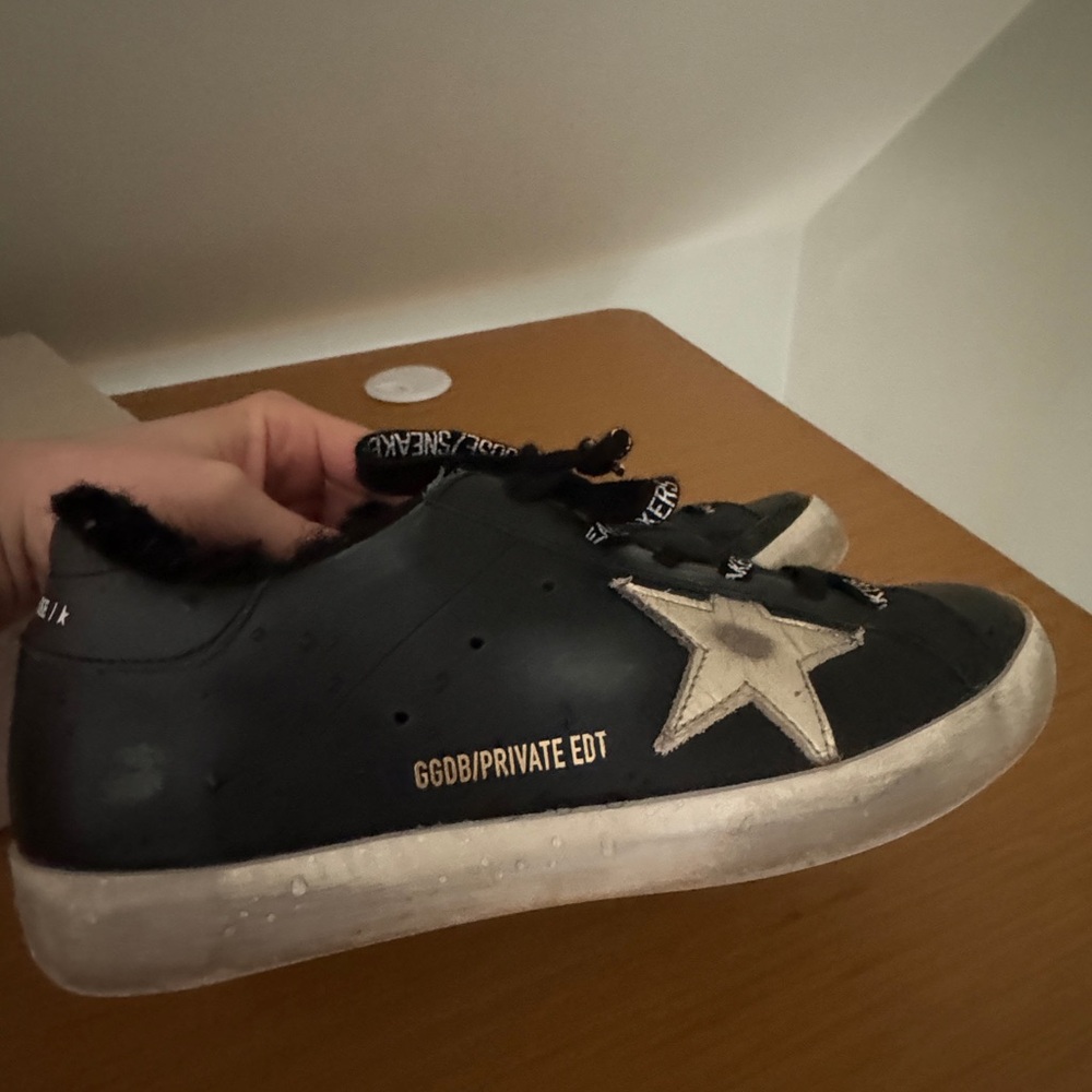 Golden Goose Black and White Sneakers Distressed Star Design
